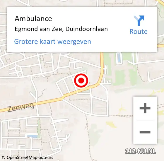 Locatie op kaart van de 112 melding: Ambulance Egmond aan Zee, Duindoornlaan op 12 december 2020 16:44