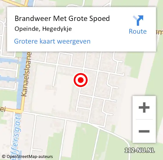 Locatie op kaart van de 112 melding: Brandweer Met Grote Spoed Naar Opeinde, Hegedykje op 12 december 2020 17:05