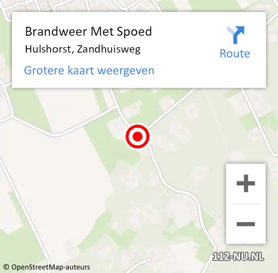 Locatie op kaart van de 112 melding: Brandweer Met Spoed Naar Hulshorst, Zandhuisweg op 12 december 2020 17:57