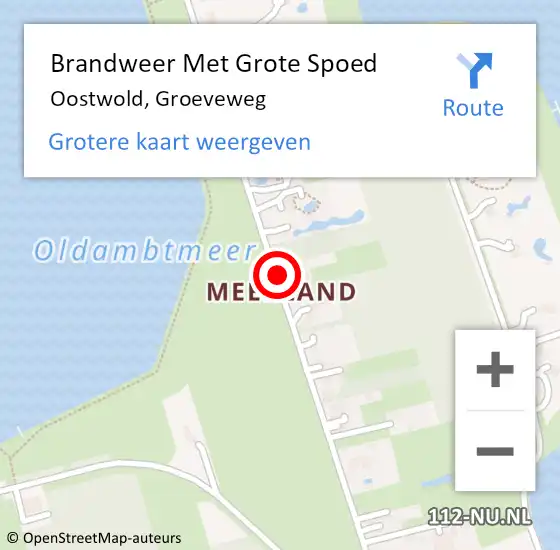 Locatie op kaart van de 112 melding: Brandweer Met Grote Spoed Naar Oostwold, Groeveweg op 27 mei 2014 10:49