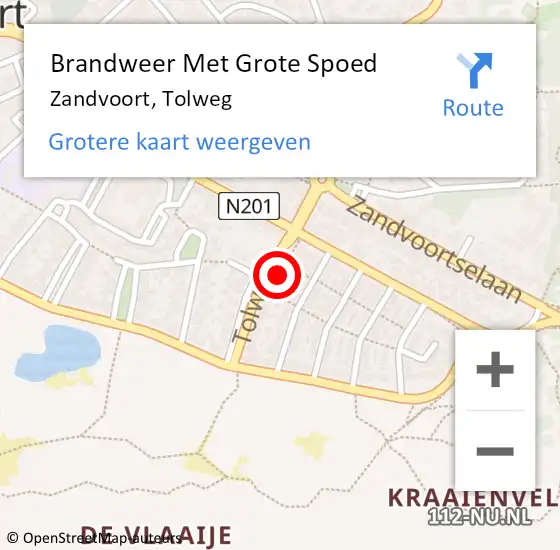 Locatie op kaart van de 112 melding: Brandweer Met Grote Spoed Naar Zandvoort, Tolweg op 12 december 2020 18:50