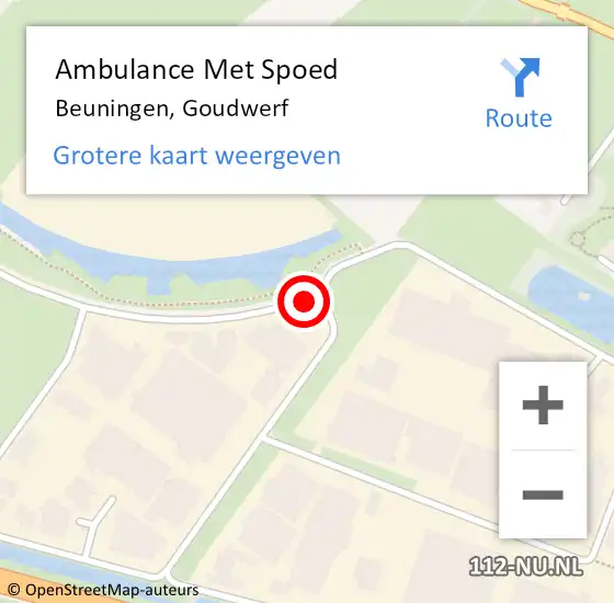 Locatie op kaart van de 112 melding: Ambulance Met Spoed Naar Beuningen, Goudwerf op 12 december 2020 19:35