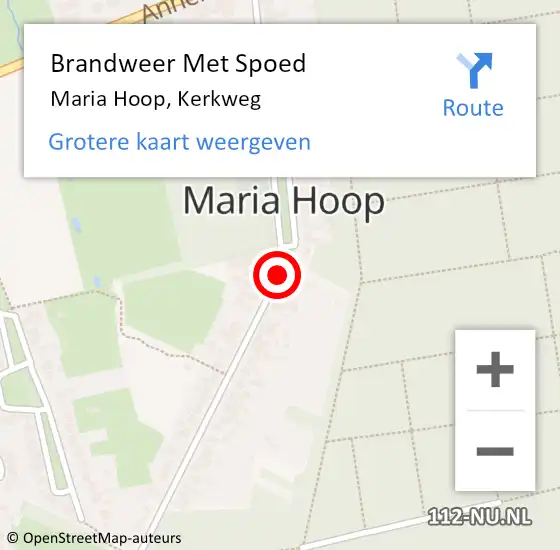 Locatie op kaart van de 112 melding: Brandweer Met Spoed Naar Maria Hoop, Kerkweg op 12 december 2020 19:42