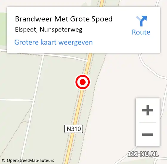 Locatie op kaart van de 112 melding: Brandweer Met Grote Spoed Naar Elspeet, Nunspeterweg op 12 december 2020 20:35