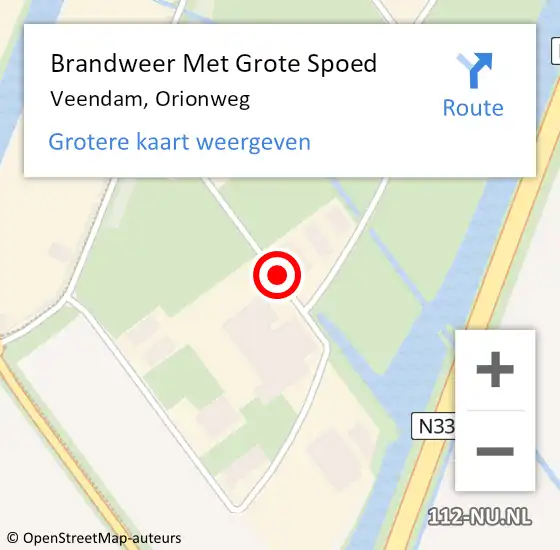 Locatie op kaart van de 112 melding: Brandweer Met Grote Spoed Naar Veendam, Orionweg op 12 december 2020 20:38