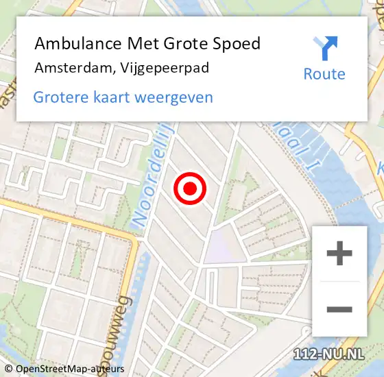 Locatie op kaart van de 112 melding: Ambulance Met Grote Spoed Naar Amsterdam, Vijgepeerpad op 12 december 2020 21:05