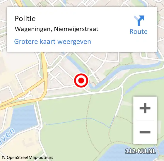 Locatie op kaart van de 112 melding: Politie Wageningen, Niemeijerstraat op 12 december 2020 22:05