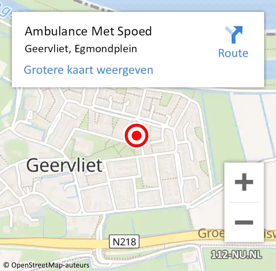 Locatie op kaart van de 112 melding: Ambulance Met Spoed Naar Geervliet, Egmondplein op 12 december 2020 22:08