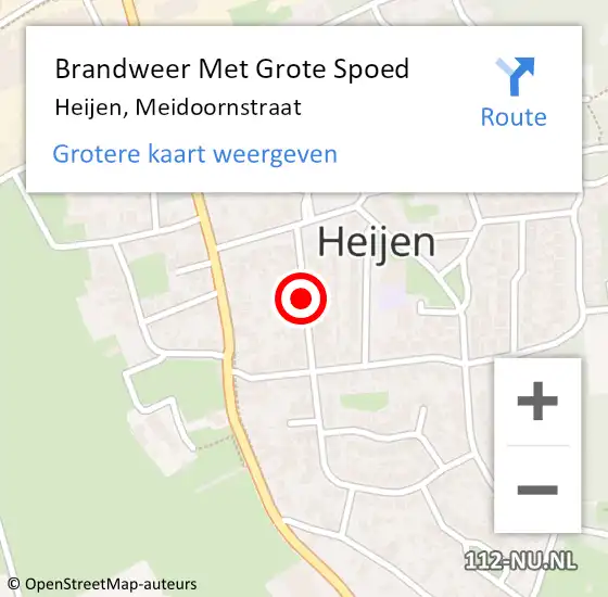 Locatie op kaart van de 112 melding: Brandweer Met Grote Spoed Naar Heijen, Meidoornstraat op 12 december 2020 22:20