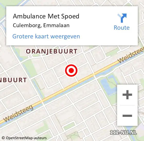 Locatie op kaart van de 112 melding: Ambulance Met Spoed Naar Culemborg, Emmalaan op 12 december 2020 22:55