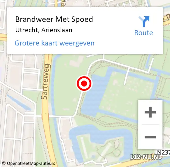 Locatie op kaart van de 112 melding: Brandweer Met Spoed Naar Utrecht, Arienslaan op 12 december 2020 23:06