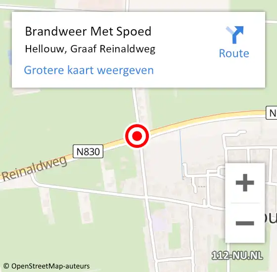 Locatie op kaart van de 112 melding: Brandweer Met Spoed Naar Hellouw, Graaf Reinaldweg op 13 december 2020 00:03