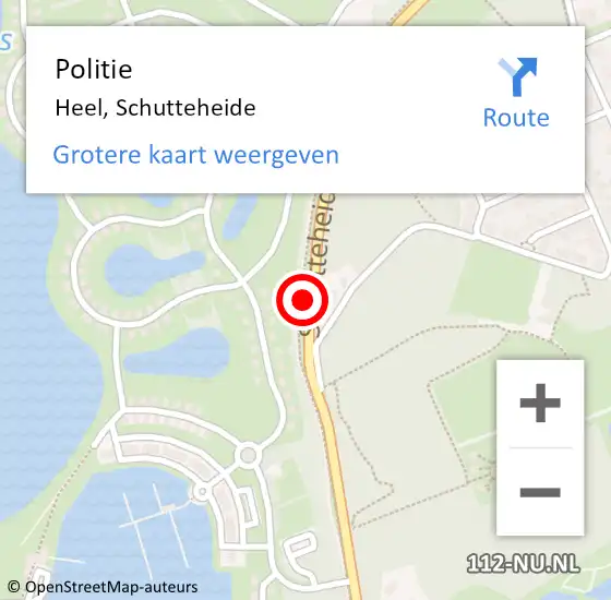 Locatie op kaart van de 112 melding: Politie Heel, Schutteheide op 13 december 2020 00:49