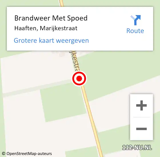 Locatie op kaart van de 112 melding: Brandweer Met Spoed Naar Haaften, Marijkestraat op 13 december 2020 02:37