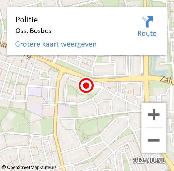 Locatie op kaart van de 112 melding: Politie Oss, Bosbes op 13 december 2020 02:51