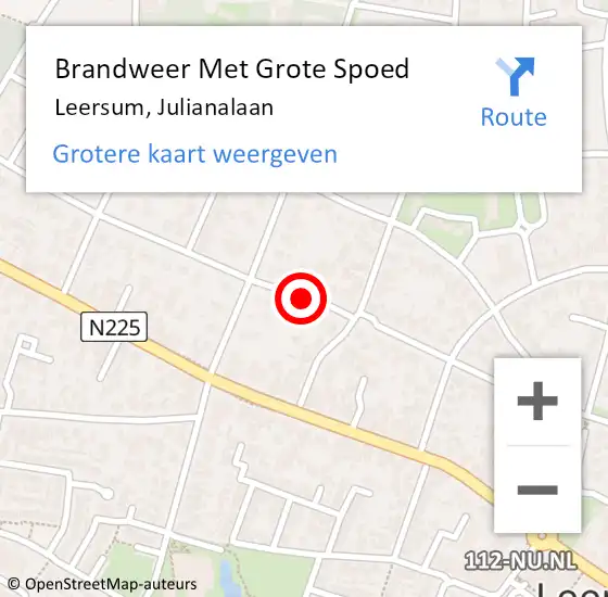 Locatie op kaart van de 112 melding: Brandweer Met Grote Spoed Naar Leersum, Julianalaan op 13 december 2020 04:14