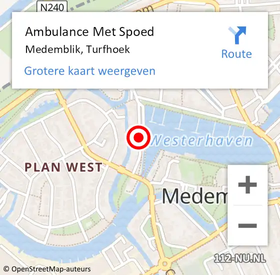 Locatie op kaart van de 112 melding: Ambulance Met Spoed Naar Medemblik, Turfhoek op 13 december 2020 05:46