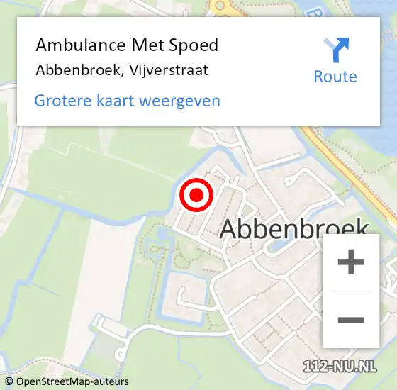 Locatie op kaart van de 112 melding: Ambulance Met Spoed Naar Abbenbroek, Vijverstraat op 13 december 2020 08:55