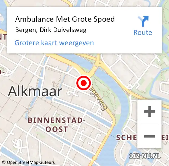 Locatie op kaart van de 112 melding: Ambulance Met Grote Spoed Naar Bergen, Dirk Duivelsweg op 13 december 2020 09:10