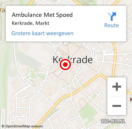 Locatie op kaart van de 112 melding: Ambulance Met Spoed Naar Kerkrade, Markt op 13 december 2020 11:27