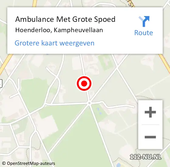 Locatie op kaart van de 112 melding: Ambulance Met Grote Spoed Naar Hoenderloo, Kampheuvellaan op 13 december 2020 12:58