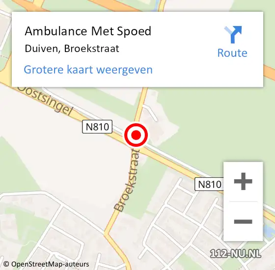 Locatie op kaart van de 112 melding: Ambulance Met Spoed Naar Duiven, Broekstraat op 13 december 2020 13:22