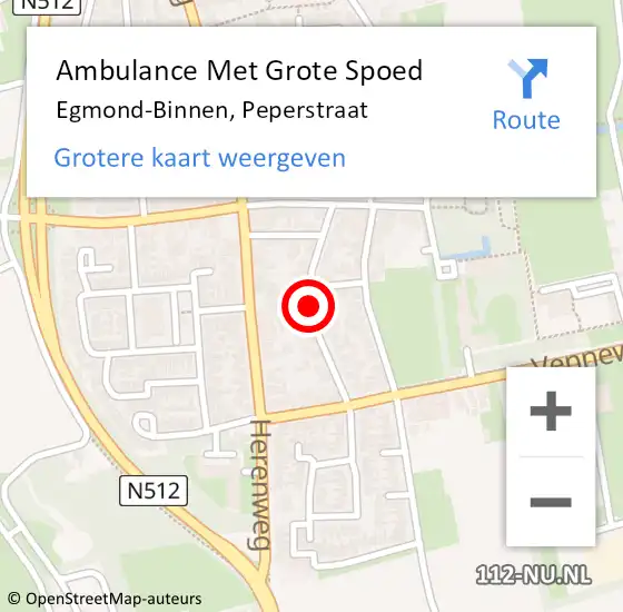 Locatie op kaart van de 112 melding: Ambulance Met Grote Spoed Naar Egmond-Binnen, Peperstraat op 13 december 2020 13:23