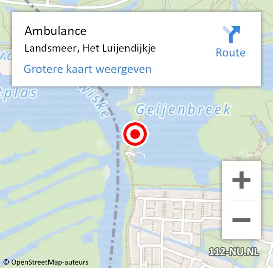 Locatie op kaart van de 112 melding: Ambulance Landsmeer, Het Luijendijkje op 13 december 2020 13:52