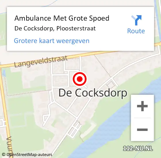 Locatie op kaart van de 112 melding: Ambulance Met Grote Spoed Naar De Cocksdorp, Ploosterstraat op 13 december 2020 14:02