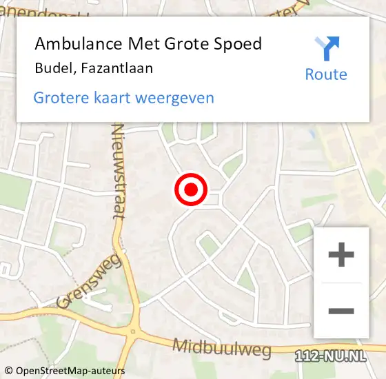 Locatie op kaart van de 112 melding: Ambulance Met Grote Spoed Naar Budel, Fazantlaan op 13 december 2020 14:23