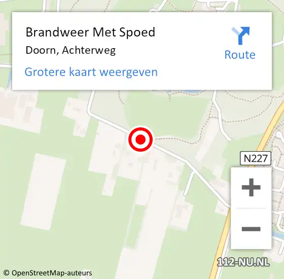 Locatie op kaart van de 112 melding: Brandweer Met Spoed Naar Doorn, Achterweg op 13 december 2020 15:22