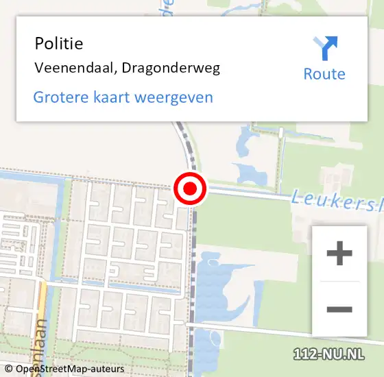 Locatie op kaart van de 112 melding: Politie Veenendaal, Dragonderweg op 13 december 2020 17:10