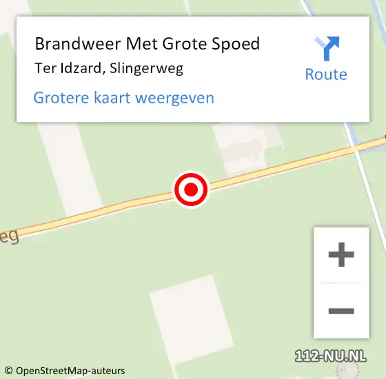 Locatie op kaart van de 112 melding: Brandweer Met Grote Spoed Naar Ter Idzard, Slingerweg op 27 mei 2014 12:11