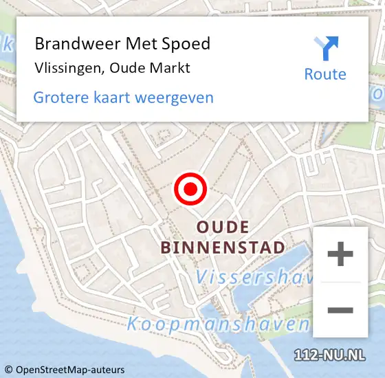 Locatie op kaart van de 112 melding: Brandweer Met Spoed Naar Vlissingen, Oude Markt op 13 december 2020 17:51