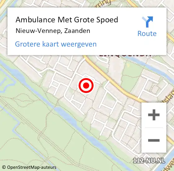 Locatie op kaart van de 112 melding: Ambulance Met Grote Spoed Naar Nieuw-Vennep, Zaanden op 13 december 2020 21:47