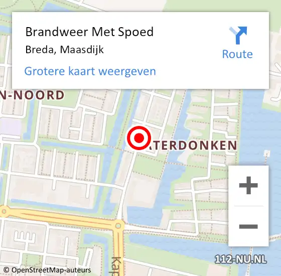 Locatie op kaart van de 112 melding: Brandweer Met Spoed Naar Breda, Maasdijk op 13 december 2020 23:14