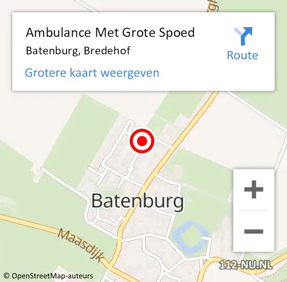 Locatie op kaart van de 112 melding: Ambulance Met Grote Spoed Naar Batenburg, Bredehof op 14 december 2020 00:29