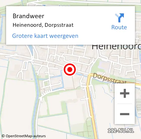 Locatie op kaart van de 112 melding: Brandweer Heinenoord, Dorpsstraat op 14 december 2020 03:35