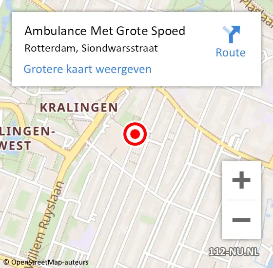 Locatie op kaart van de 112 melding: Ambulance Met Grote Spoed Naar Rotterdam, Siondwarsstraat op 14 december 2020 04:56