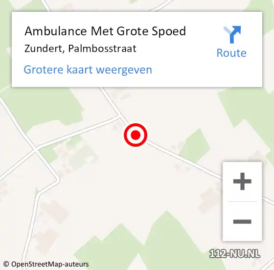 Locatie op kaart van de 112 melding: Ambulance Met Grote Spoed Naar Zundert, Palmbosstraat op 14 december 2020 05:24