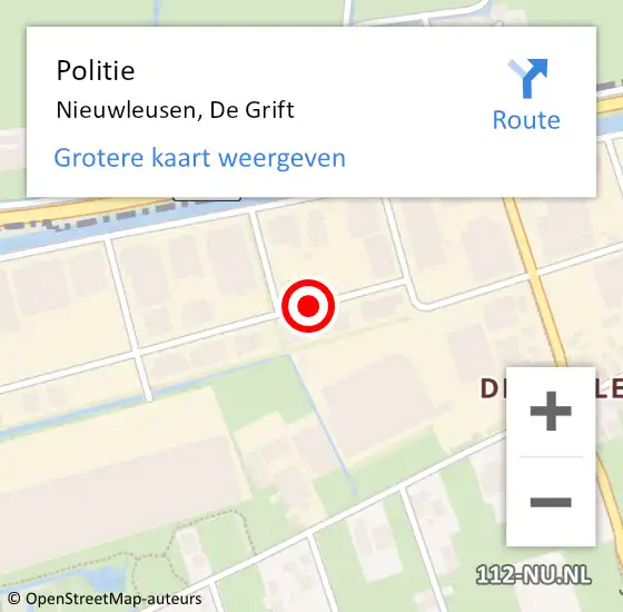 Locatie op kaart van de 112 melding: Politie Nieuwleusen, De Grift op 14 december 2020 07:27