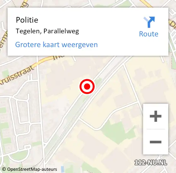 Locatie op kaart van de 112 melding: Politie Tegelen, Parallelweg op 14 december 2020 08:05