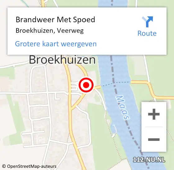Locatie op kaart van de 112 melding: Brandweer Met Spoed Naar Broekhuizen, Veerweg op 14 december 2020 08:25
