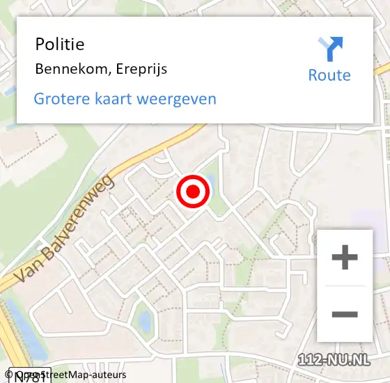 Locatie op kaart van de 112 melding: Politie Bennekom, Ereprijs op 14 december 2020 09:11