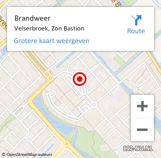 Locatie op kaart van de 112 melding: Brandweer Velserbroek, Zon Bastion op 14 december 2020 10:05