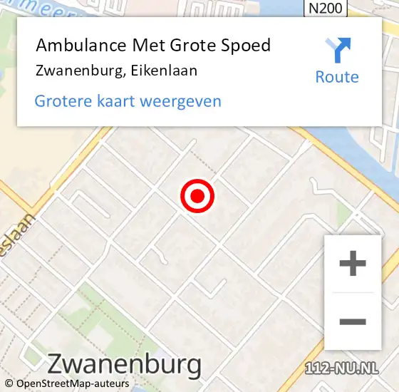 Locatie op kaart van de 112 melding: Ambulance Met Grote Spoed Naar Zwanenburg, Eikenlaan op 14 december 2020 10:37