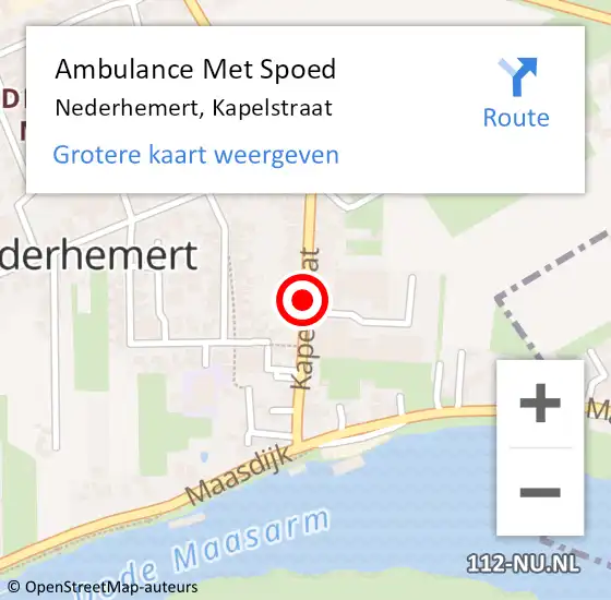 Locatie op kaart van de 112 melding: Ambulance Met Spoed Naar Nederhemert, Kapelstraat op 14 december 2020 11:07