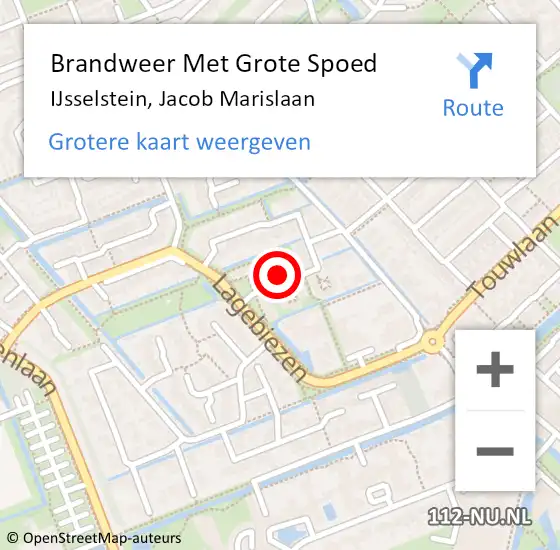 Locatie op kaart van de 112 melding: Brandweer Met Grote Spoed Naar IJsselstein, Jacob Marislaan op 14 december 2020 11:27