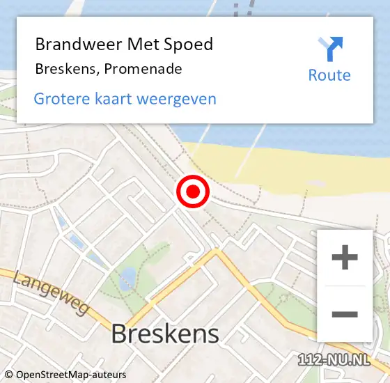 Locatie op kaart van de 112 melding: Brandweer Met Spoed Naar Breskens, Promenade op 14 december 2020 11:38