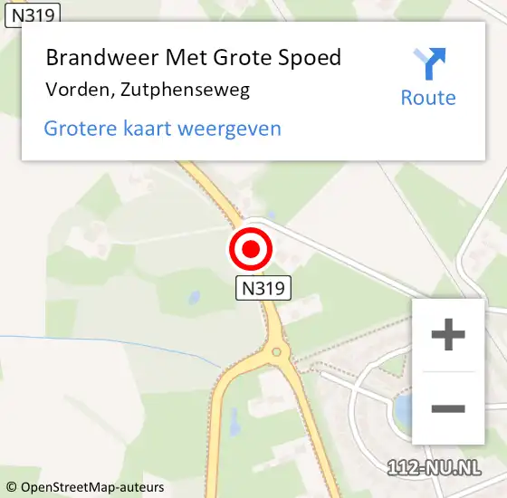 Locatie op kaart van de 112 melding: Brandweer Met Grote Spoed Naar Vorden, Zutphenseweg op 14 december 2020 12:07